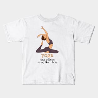 YOGA - Lotus position sitting like a boss Kids T-Shirt